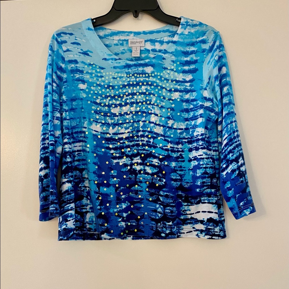 Zenergy Embellished Top 3/4 Sleeves Size 1